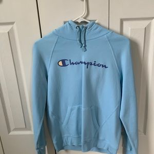 Adults small light blue champion hoodie